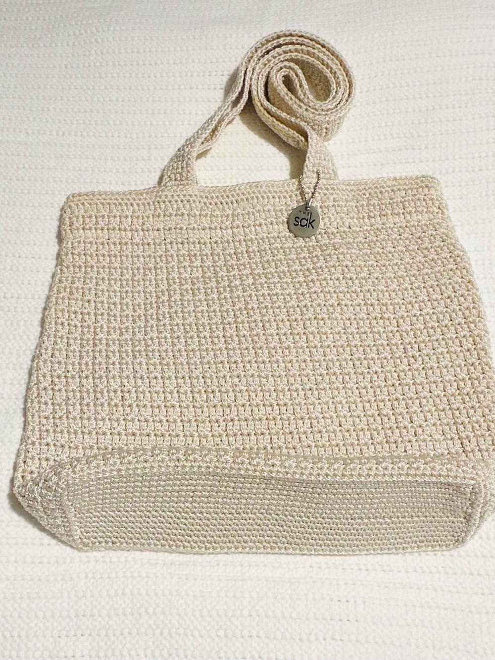 The Sak Y2K Boho Chic Cream Crochet Shoulder Tote - Picture 6 of 6